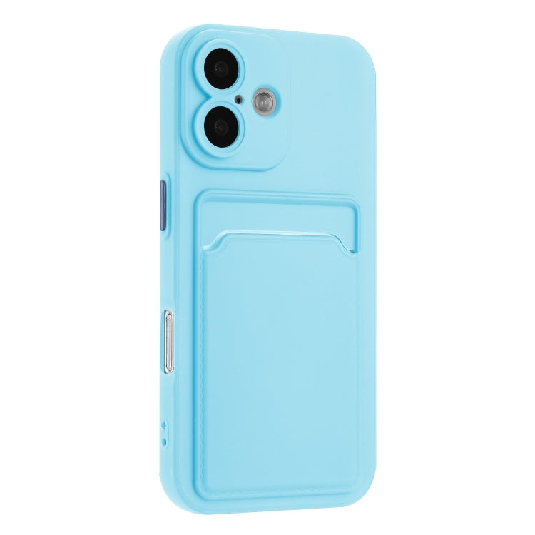 For iPhone 16 Plus Skin Feel Card Contrast Color Button TPU Phone Case(Sky Blue) - iPhone 16 Plus Cases by buy2fix | Online Shopping UK | buy2fix