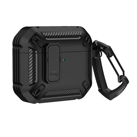 For AirPods 4 Shield Shockproof Earphone Protective Case with Hook(Black) - For AirPods 4 by buy2fix | Online Shopping UK | buy2fix