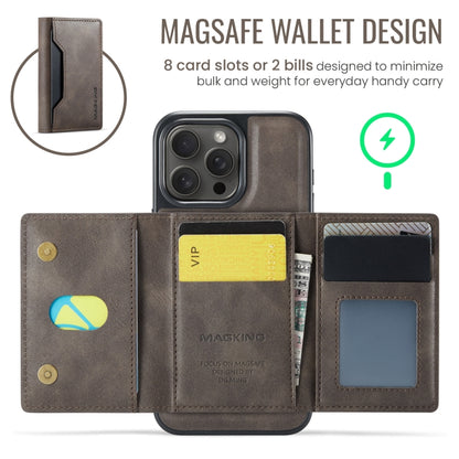 For iPhone 15 Pro Max DG.MING MAGKING-K2 Series MagSafe RFID Card Bag Detachable Phone Case(Coffee) - iPhone 15 Pro Max Cases by DG.MING | Online Shopping UK | buy2fix