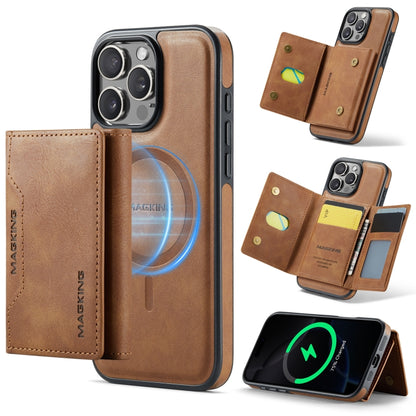 For iPhone 16 Pro Max DG.MING MAGKING-K2 Series MagSafe RFID Card Bag Detachable Phone Case(Brown) - iPhone 16 Pro Max Cases by DG.MING | Online Shopping UK | buy2fix