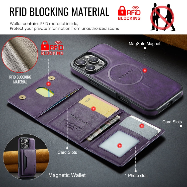 For iPhone 16 Pro Max DG.MING MAGKING-K2 Series MagSafe RFID Card Bag Detachable Phone Case(Purple) - iPhone 16 Pro Max Cases by DG.MING | Online Shopping UK | buy2fix