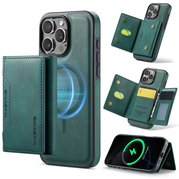 For iPhone 16 Pro DG.MING MAGKING-K2 Series MagSafe RFID Card Bag Detachable Phone Case(Green) - iPhone 16 Pro Cases by DG.MING | Online Shopping UK | buy2fix