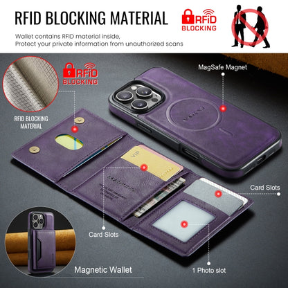 For iPhone 16 Pro DG.MING MAGKING-K2 Series MagSafe RFID Card Bag Detachable Phone Case(Purple) - iPhone 16 Pro Cases by DG.MING | Online Shopping UK | buy2fix