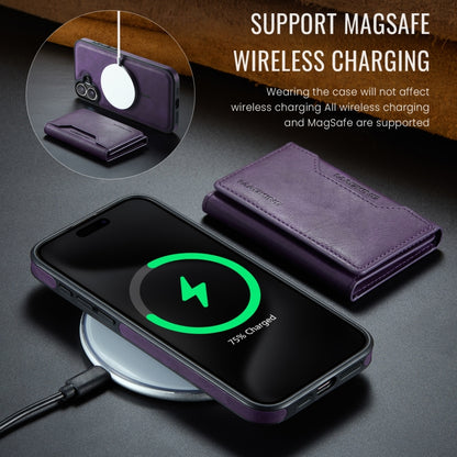 For iPhone 16 Plus DG.MING MAGKING-K2 Series MagSafe RFID Card Bag Detachable Phone Case(Purple) - iPhone 16 Plus Cases by DG.MING | Online Shopping UK | buy2fix