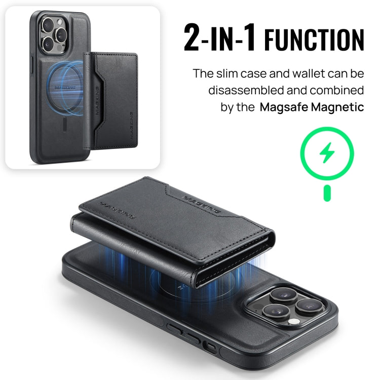 For iPhone 14 Pro DG.MING MAGKING-K2 Series MagSafe RFID Card Bag Detachable Phone Case(Black) - iPhone 14 Pro Cases by DG.MING | Online Shopping UK | buy2fix