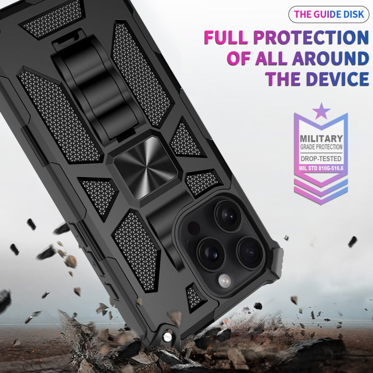 For iPhone 16 Pro Max Armor Shockproof TPU Hybrid PC Magnetic Phone Case with Holder(Silver) - iPhone 16 Pro Max Cases by buy2fix | Online Shopping UK | buy2fix