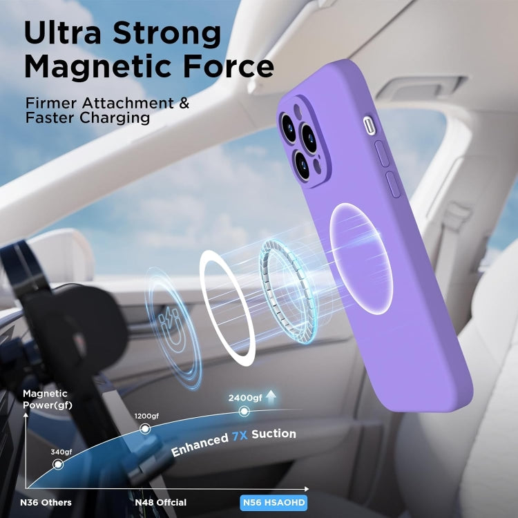 For iPhone 16 Pro Silicone Suction Cup MagSafe Phone Case with Screen Film(Purple) - iPhone 16 Pro Cases by buy2fix | Online Shopping UK | buy2fix