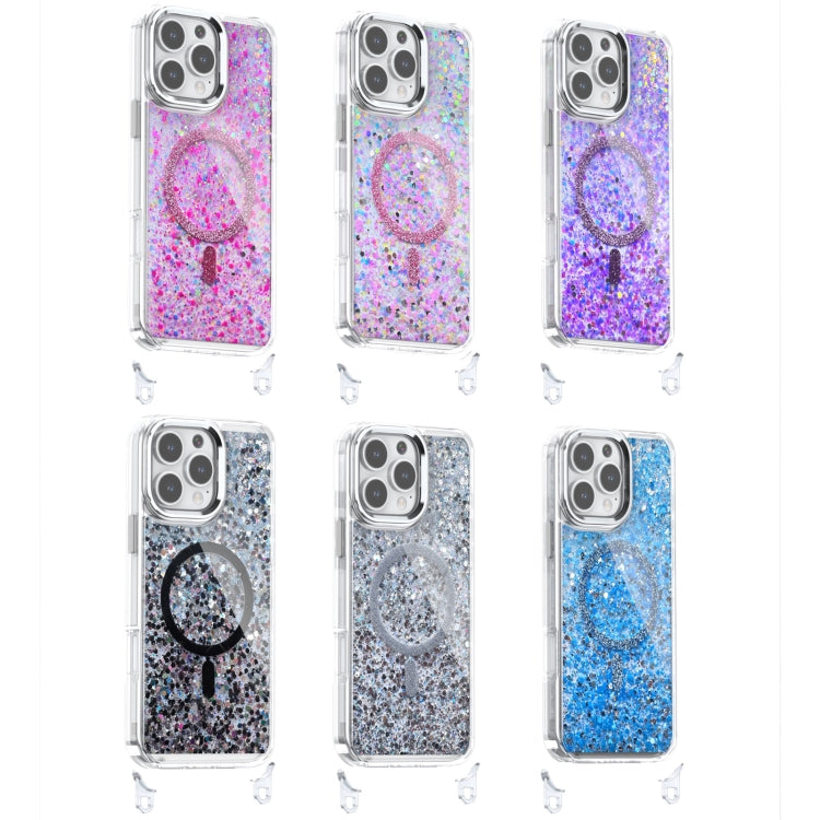 For iPhone 16 Epoxy Glitter MagSafe Magnetic TPU Phone Case(Plum Red) - iPhone 16 Cases by buy2fix | Online Shopping UK | buy2fix