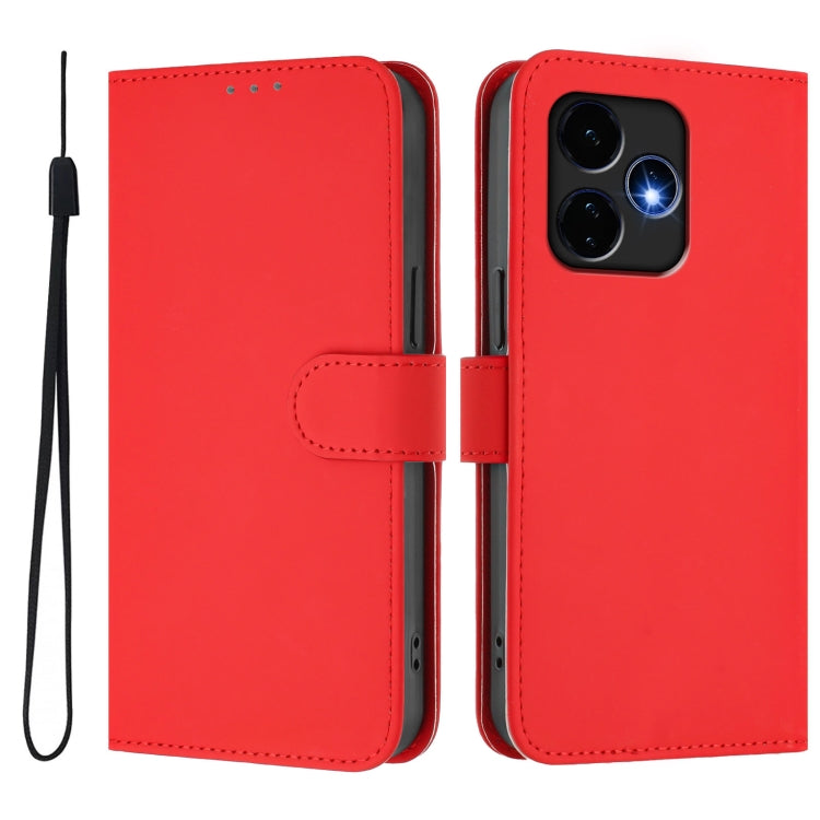 For Boost MobIle Celero 5G+ 2024 / 3+ 5G Skin Feel Solid Color Leather Phone Case with Lanyard(Red) - More Brand by buy2fix | Online Shopping UK | buy2fix