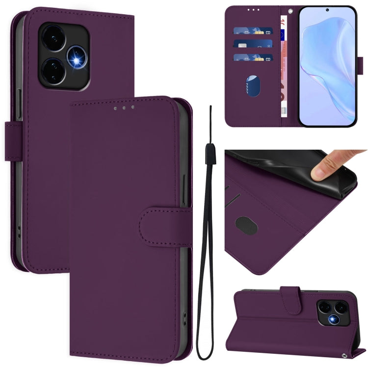 For Boost MobIle Celero 5G+ 2024 / 3+ 5G Skin Feel Solid Color Leather Phone Case with Lanyard(Violet) - More Brand by buy2fix | Online Shopping UK | buy2fix