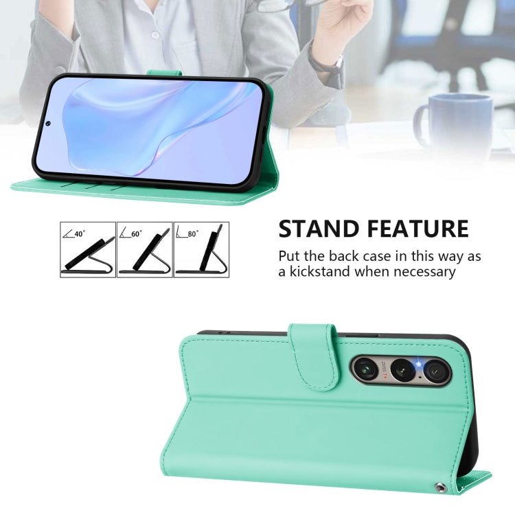 For Sony Xperia 1 VI 2024 Skin Feel Solid Color Leather Phone Case with Lanyard(Mint Green) - Sony Cases by buy2fix | Online Shopping UK | buy2fix