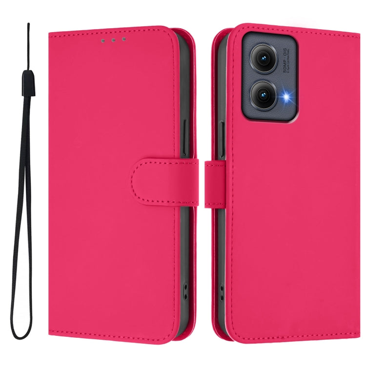 For Motorola Edge 5G 2024 Skin Feel Solid Color Leather Phone Case with Lanyard(Rose Red) - Motorola Cases by buy2fix | Online Shopping UK | buy2fix