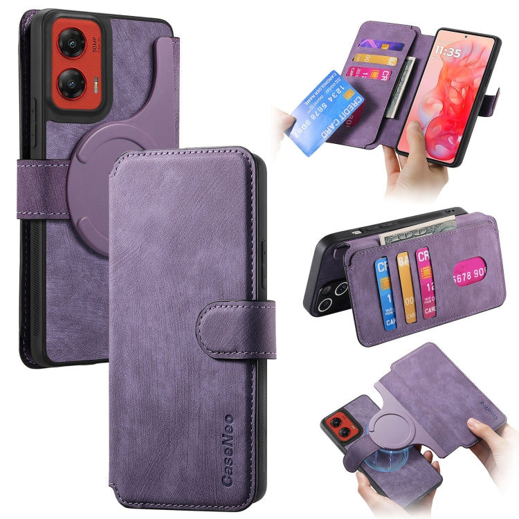 For Motorola Moto G Stylus 5G 2024 CaseNeo MagSafe RFID Anti-theft Retro Leather Phone Case(Purple) - Motorola Cases by CaseNeo | Online Shopping UK | buy2fix