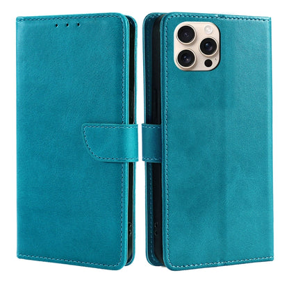 For iPhone 16 Pro Calf Texture Buckle Flip Leather Phone Case(Light Blue) - iPhone 16 Pro Cases by buy2fix | Online Shopping UK | buy2fix