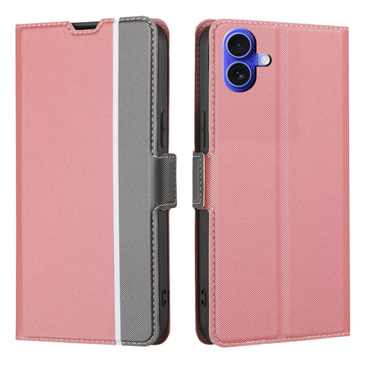 For iPhone 16 Plus Twill Texture Side Button Leather Phone Case(Pink) - iPhone 16 Plus Cases by buy2fix | Online Shopping UK | buy2fix