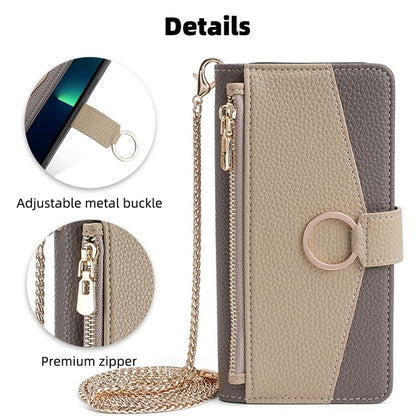 For iPhone 16 Pro Max Crossbody Litchi Texture Leather Phone Case(Grey) - iPhone 16 Pro Max Cases by buy2fix | Online Shopping UK | buy2fix