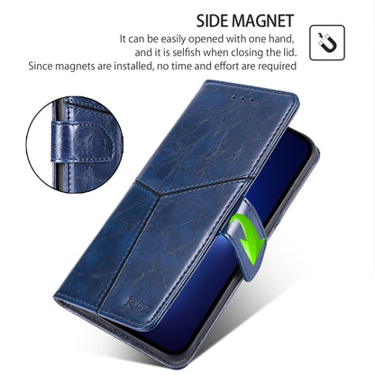 For iPhone 16 Geometric Stitching Leather Phone Case(Blue) - iPhone 16 Cases by buy2fix | Online Shopping UK | buy2fix