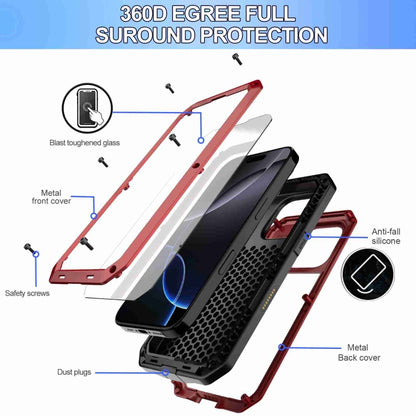 For iPhone 16 Pro Max RedPepper Triple-proof Metal Phone Case(Red) - iPhone 16 Pro Max Cases by RedPepper | Online Shopping UK | buy2fix