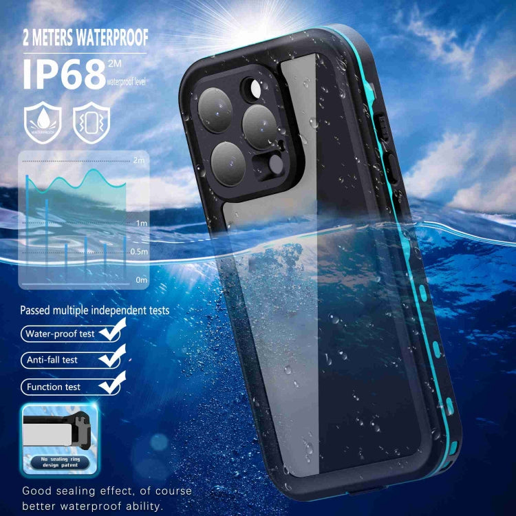 For iPhone 16 Pro Max RedPepper Transparent Dot IP68 Waterproof Triple-proof Phone Case(Black Blue) - iPhone 16 Pro Max Cases by RedPepper | Online Shopping UK | buy2fix