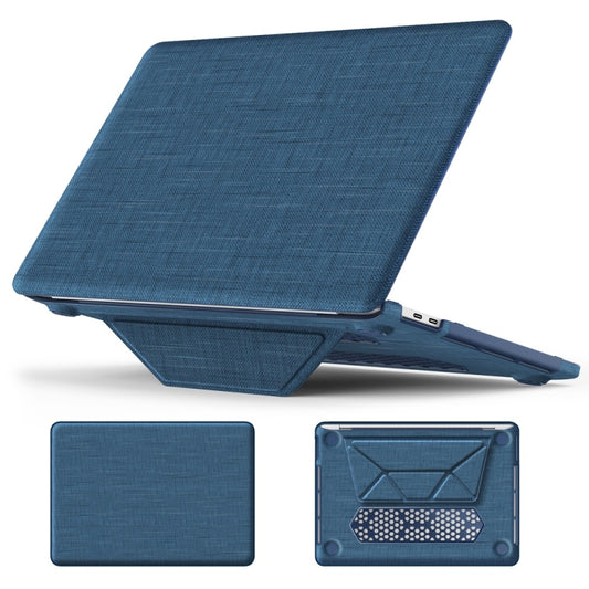 For MacBook Pro 13.3 inch M1 A2338 Fabric Magnetic Holder Laptop Protective Case(Navy Blue) - MacBook Pro Cases by buy2fix | Online Shopping UK | buy2fix