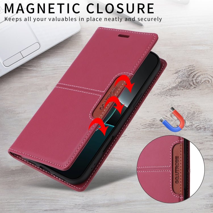 For iPhone 16 Pro Max GQUTROBE G01 RFID Anti-theft Leather Phone Case(Red) - iPhone 16 Pro Max Cases by GQUTROBE | Online Shopping UK | buy2fix