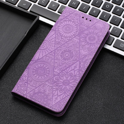 For Samsung Galaxy S25 5G Ethnic Embossed Adsorption Leather Phone Case(Purple) - Galaxy S25 5G Cases by buy2fix | Online Shopping UK | buy2fix