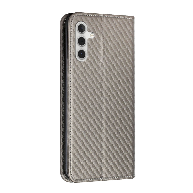 For Samsung Galaxy S25 5G Carbon Fiber Texture Magnetic Flip Leather Phone Case(Grey) - Galaxy S25 5G Cases by buy2fix | Online Shopping UK | buy2fix