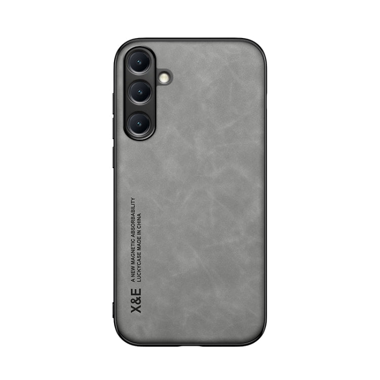 For Samsung Galaxy S25+ 5G Skin Feel Magnetic Leather Back Phone Case(Light Grey) - Galaxy S25+ 5G Cases by buy2fix | Online Shopping UK | buy2fix