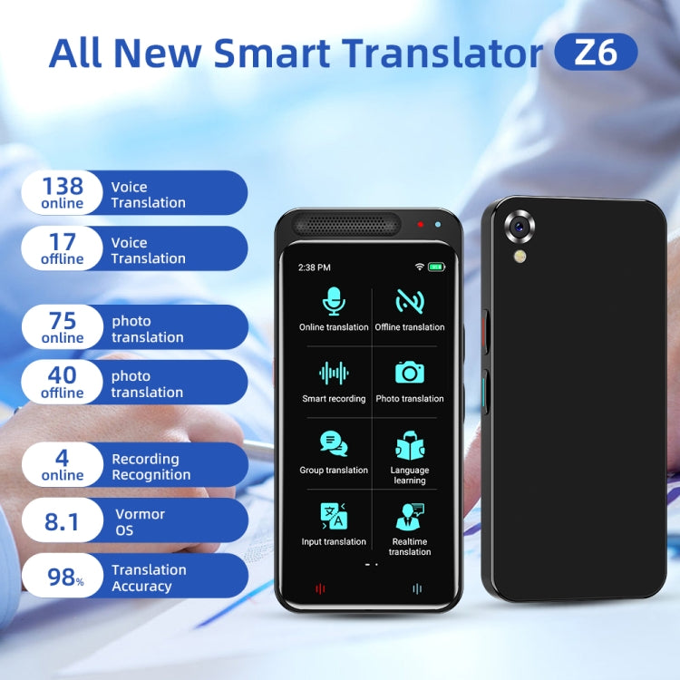 VORMOR Z6 5.0 inch HD Touch Screen Smart AI Translator 139 Languages ??with Offline Translation / Photo Translation -  by buy2fix | Online Shopping UK | buy2fix