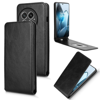 For OnePlus 13 Magnetic Vertical Flip Leather Phone Case(Black) - OnePlus Cases by buy2fix | Online Shopping UK | buy2fix