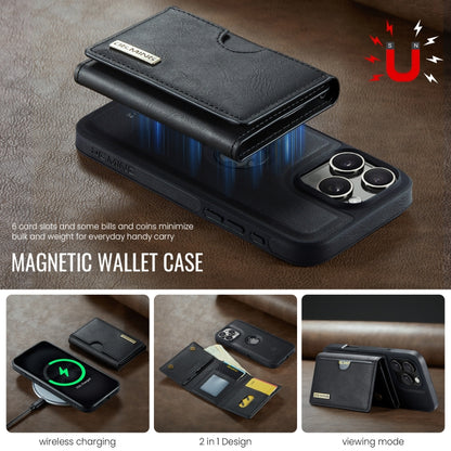 For iPhone 16 Pro Max DG.MING M6 Series RFID Tri-fold Card Bag Removable Leather Phone Case(Black) - iPhone 16 Pro Max Cases by DG.MING | Online Shopping UK | buy2fix