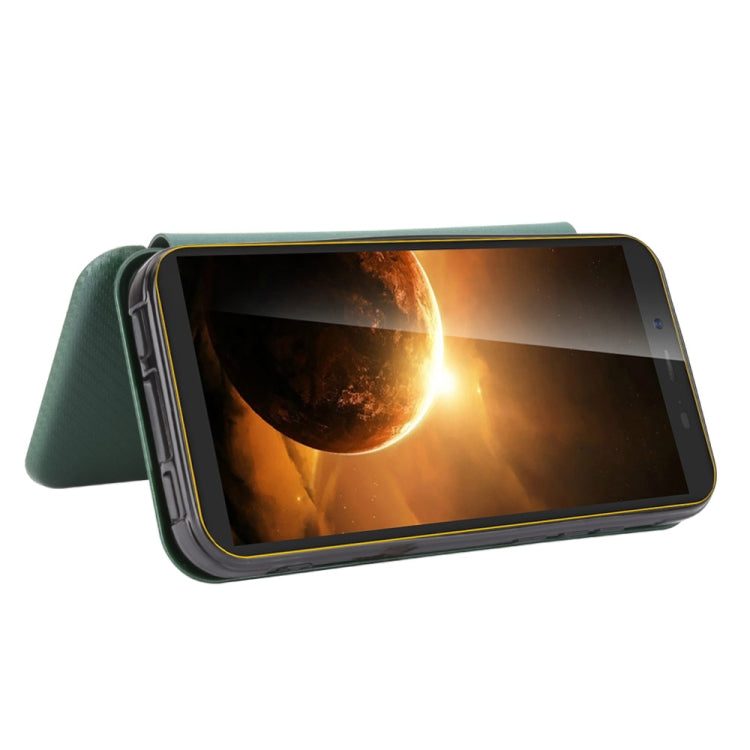 For Blackview BV5500 / BV5500 Pro / BV5500 Plus Carbon Fiber Texture Horizontal Flip TPU + PC + PU Leather Case with Card Slot(Green) - More Brand by buy2fix | Online Shopping UK | buy2fix