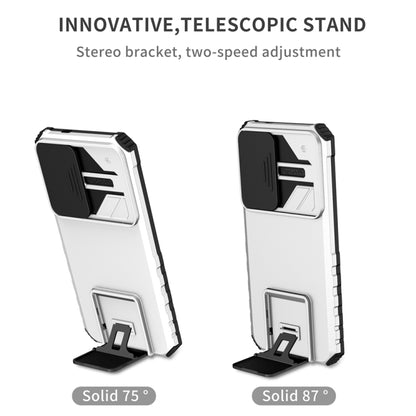 For Samsung Galaxy S25+ 5G Stereoscopic Holder Sliding Camshield Phone Case(White) - Galaxy S25+ 5G Cases by buy2fix | Online Shopping UK | buy2fix