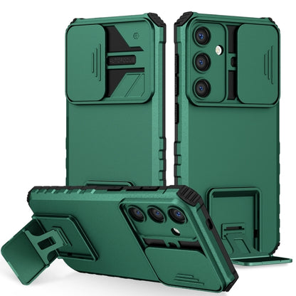 For Samsung Galaxy S25+ 5G Stereoscopic Holder Sliding Camshield Phone Case(Green) - Galaxy S25+ 5G Cases by buy2fix | Online Shopping UK | buy2fix