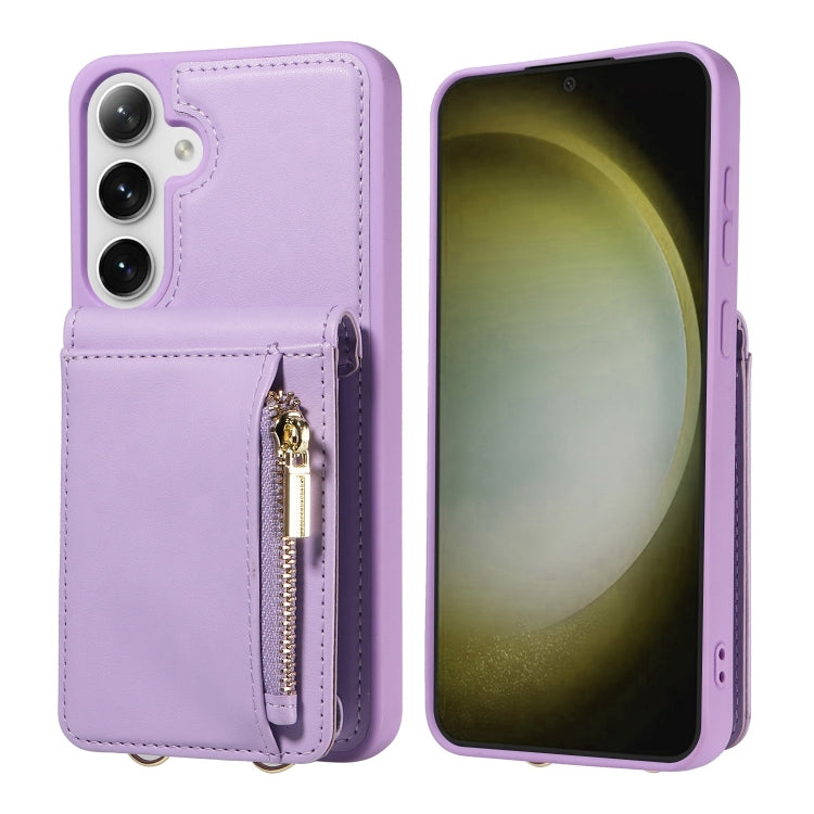 For Samsung Galaxy S25+ 5G Crossbody Lanyard Zipper Wallet Leather Phone Case(Purple) - Galaxy S25+ 5G Cases by buy2fix | Online Shopping UK | buy2fix