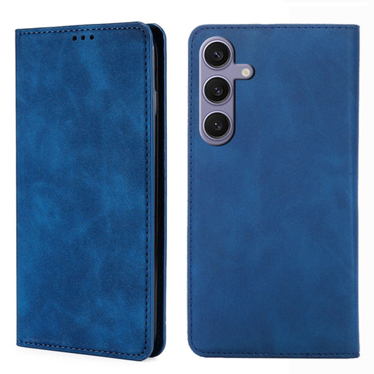 For Samsung Galaxy S25+ 5G Skin Feel Magnetic Leather Phone Case(Blue) - Galaxy S25+ 5G Cases by buy2fix | Online Shopping UK | buy2fix