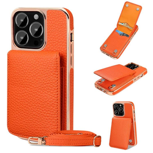 For iPhone 13 Pro Max VIETAO Litchi Texture Wallet PU Phone Case with Lanyard(Orange) - iPhone 13 Pro Max Cases by VIETAO | Online Shopping UK | buy2fix