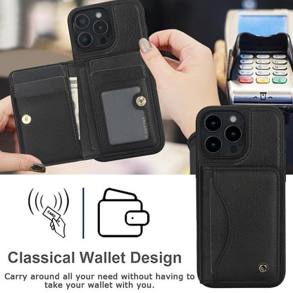 For iPhone 16 Pro Max AwQuer Horizontal Flip Card Bag Holder Leather Phone Case(Black) - iPhone 16 Pro Max Cases by Awquer | Online Shopping UK | buy2fix