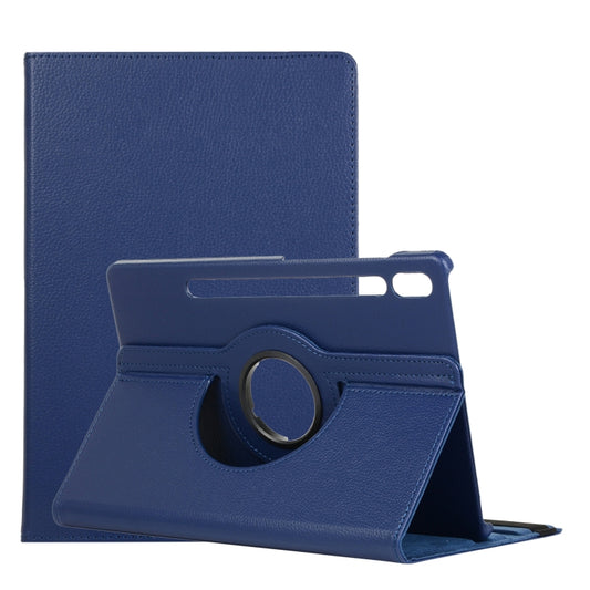 For Samsung Galaxy Tab S8+ / Tab S8 Plus /  Tab S7 FE / Tab S7+ / T970 / T976B Litchi Texture Horizontal Flip 360 Degrees Rotation Leather Case with Holder(Blue) - Galaxy Tab S8+ Cases by buy2fix | Online Shopping UK | buy2fix