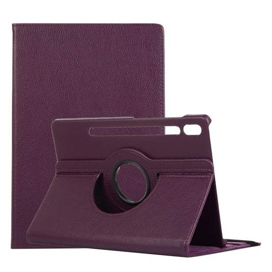 For Samsung Galaxy Tab S8+ / Tab S8 Plus /  Tab S7 FE / Tab S7+ / T970 / T976B Litchi Texture Horizontal Flip 360 Degrees Rotation Leather Case with Holder(Purple) - Galaxy Tab S8+ Cases by buy2fix | Online Shopping UK | buy2fix