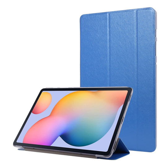 For Samsung Galaxy Tab S8+ / Tab S8 Plus /  Tab S7 FE / Tab S7+ / T970 Silk Texture Three-fold Horizontal Flip Leather Case with Holder & Pen Slot(Blue) - Galaxy Tab S8+ Cases by buy2fix | Online Shopping UK | buy2fix