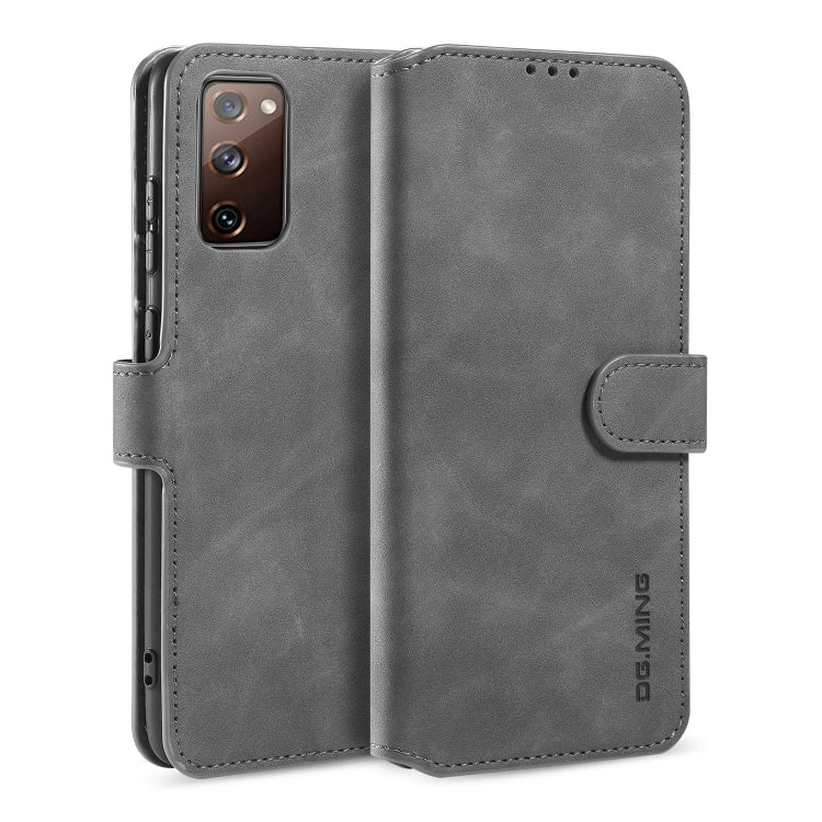 For Samsung Galaxy S20 FE DG.MING Retro Oil Side Horizontal Flip Case with Holder & Card Slots & Wallet(Grey) - Galaxy S20 FE Cases by DG.MING | Online Shopping UK | buy2fix