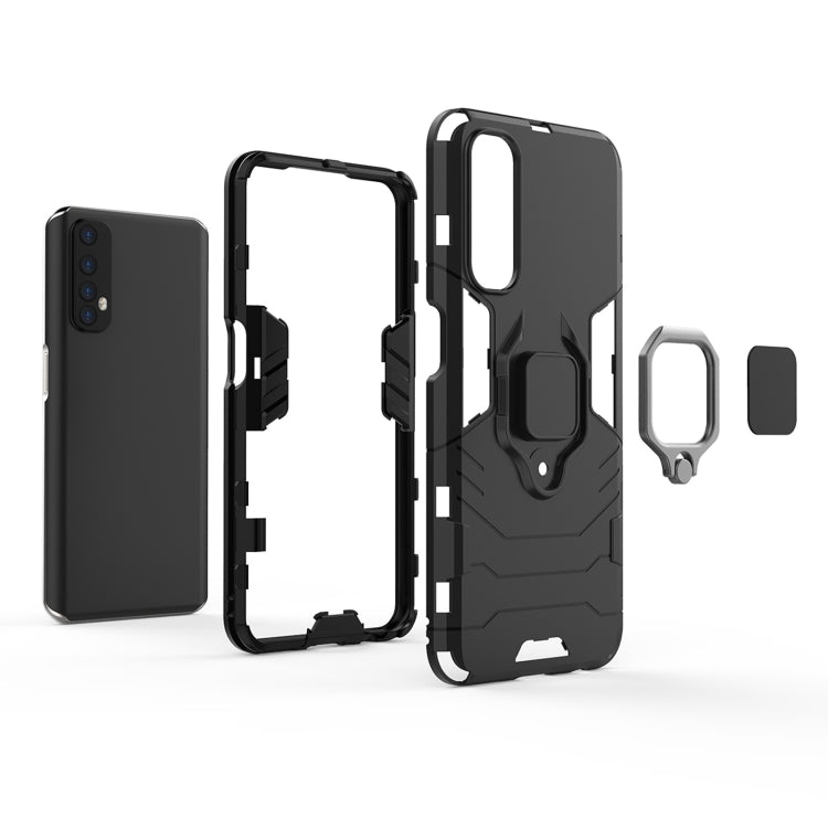 For OPPO Realme 7 PC + TPU Shockproof Protective Case with Magnetic Ring Holder(Navy Blue) - Realme Cases by buy2fix | Online Shopping UK | buy2fix