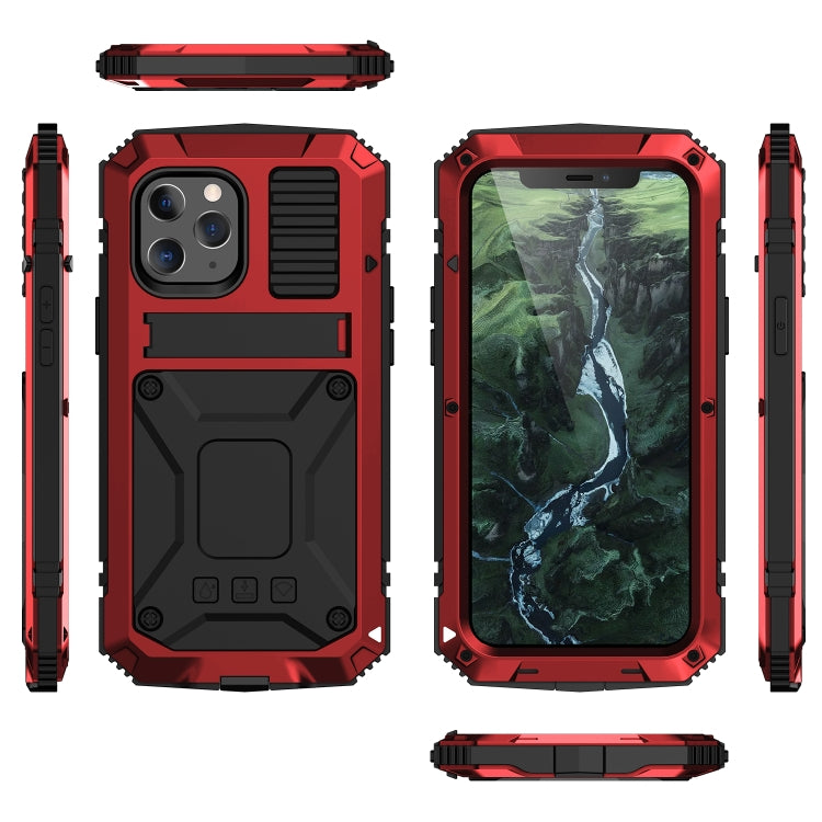 For iPhone 12 Pro Max R-JUST Shockproof Waterproof Dust-proof Metal + Silicone Protective Case with Holder(Red) - iPhone 12 Pro Max Cases by R-JUST | Online Shopping UK | buy2fix