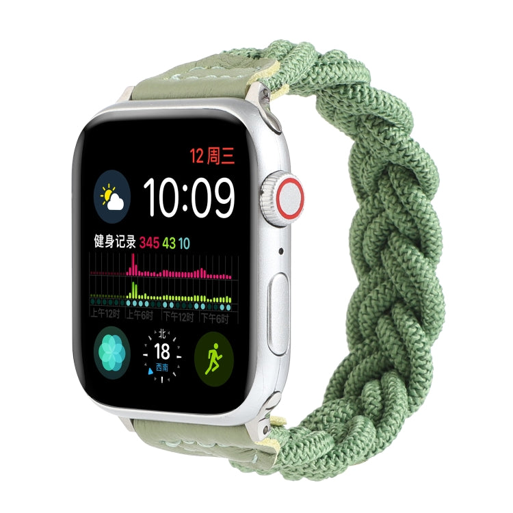 Elastic Woven Watch Band For Apple Watch Ultra 49mm&Watch Ultra 2 49mm / Series 9&8&7 45mm / SE 3&SE 2&6&SE&5&4 44mm / 3&2&1 42mm, Length:120mm(Green) - Watch Bands by buy2fix | Online Shopping UK | buy2fix