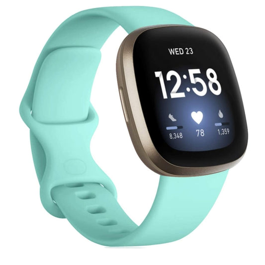 For Fitbit Versa 3 / Sense Silicone Watch Band, Size: S(Mint Green) - Watch Bands by buy2fix | Online Shopping UK | buy2fix