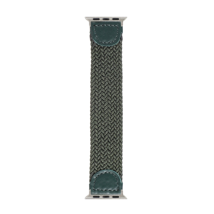 Nylon + Leather Braided Watch Band For Apple Watch Ultra 49mm&Watch Ultra 2 49mm / Series 9&8&7 45mm / SE 3&SE 2&6&SE&5&4 44mm / 3&2&1 42mm, Size:L(Army Green) - Watch Bands by buy2fix | Online Shopping UK | buy2fix