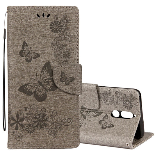 For Huawei  Mate 10 Lite Vintage Embossed Floral Butterfly Pattern Horizontal Flip Leather Case with Card Slot & Holder & Wallet & Lanyard (Grey) - Huawei Cases by buy2fix | Online Shopping UK | buy2fix