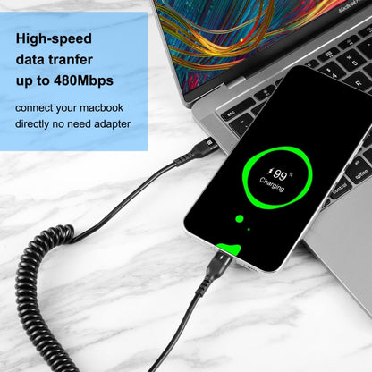 HAWEEL 1.5m 5A USB-C / Type-C to USB-C / Type-C Retractable Coiled PD Fast Charging Cable - USB-C & Type-C Cable by HAWEEL | Online Shopping UK | buy2fix