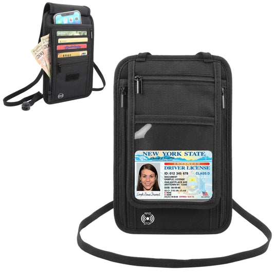 HAWEEL Neck Passport Wallet Bag Document Organizer Credit Cards Case Bag (Black) - Card & Passport Bags by HAWEEL | Online Shopping UK | buy2fix